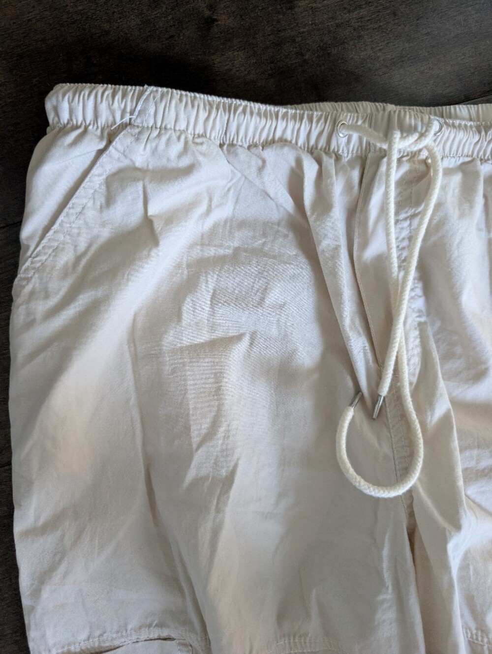 White/Beige Cargo Drawstring Pants - Picture 3 of 4